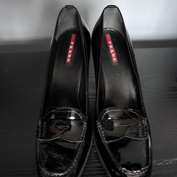 Vintage prada leather heeled loafer black - Picture 4 of 11